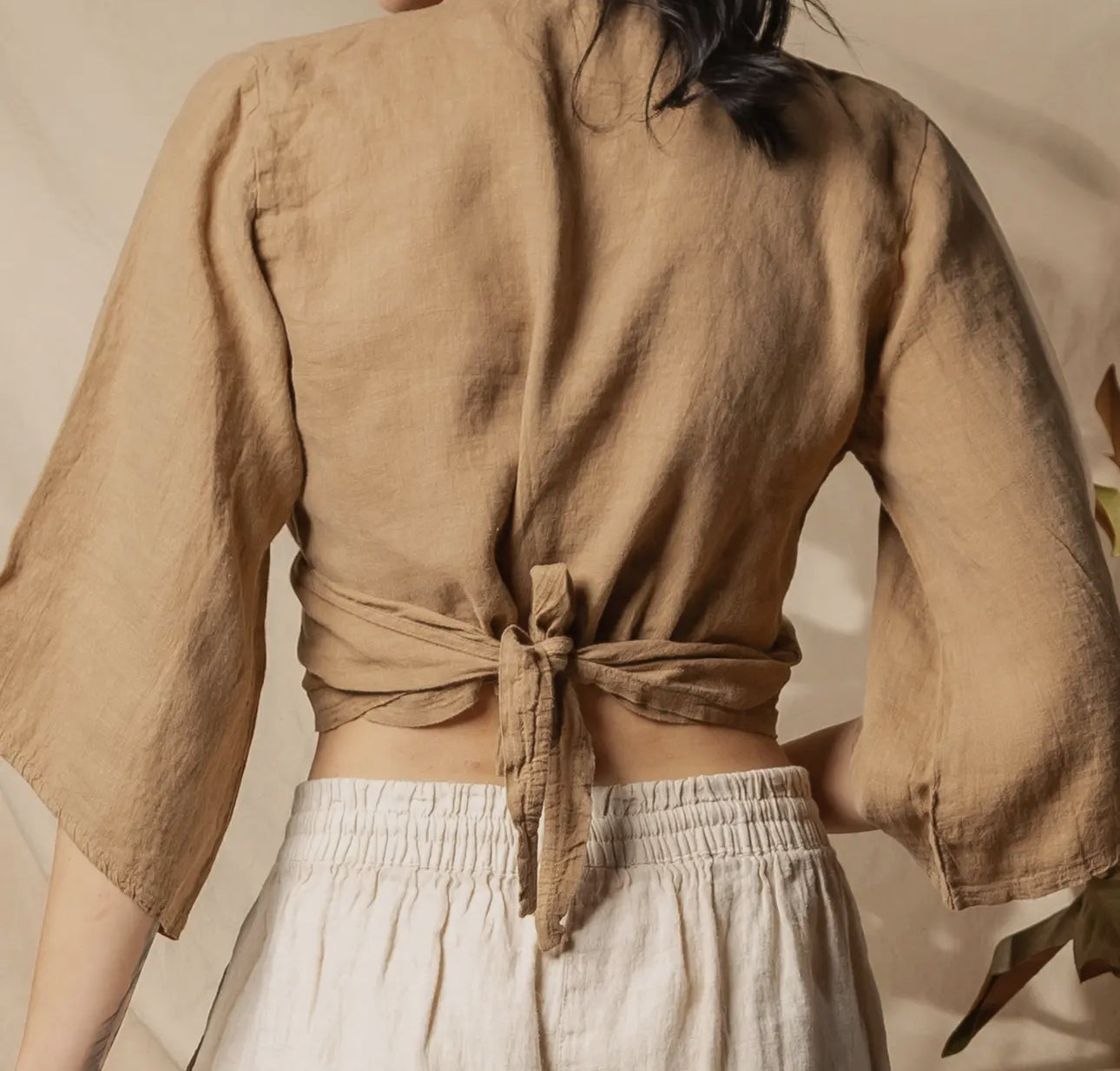 Linen Crop Top Wrap
