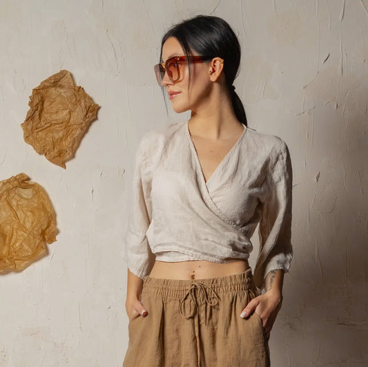 Linen Crop Top Wrap